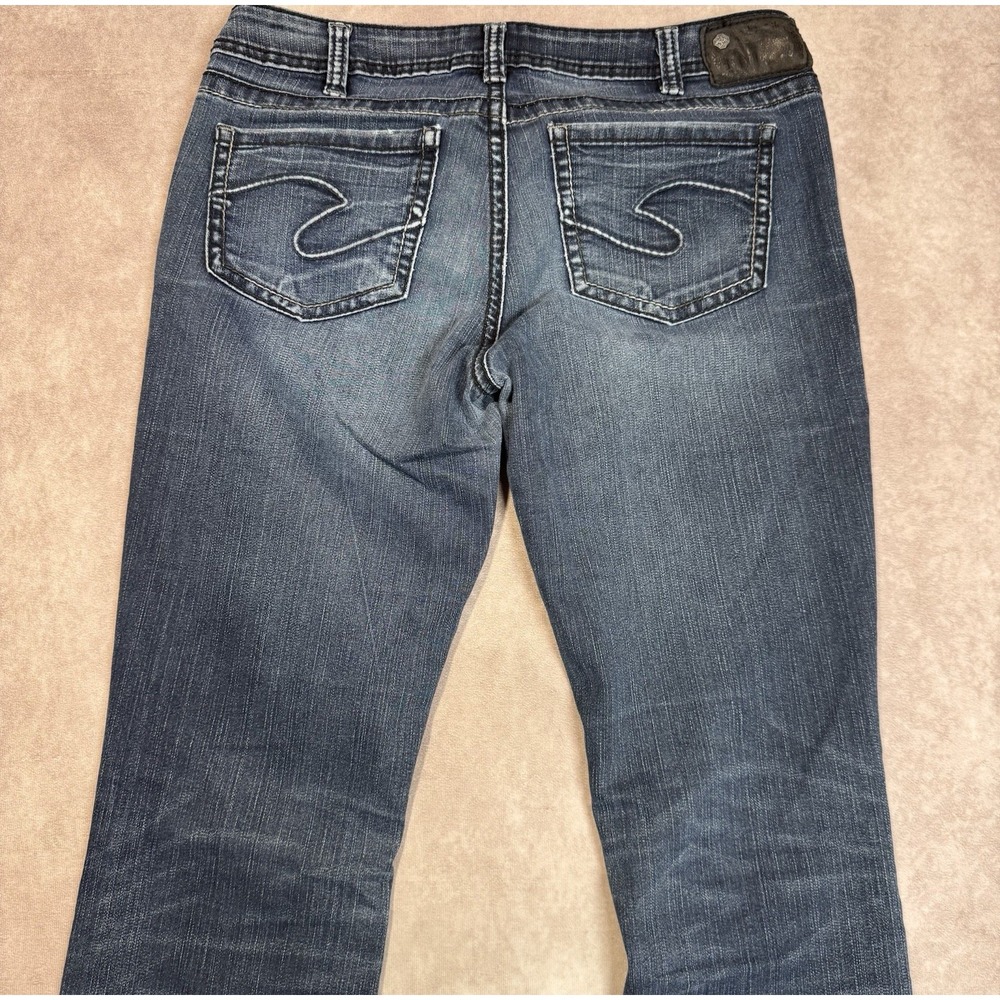 Silver Jeans Womens Size 33x35.5 Aiko Baby Boot Dark Wash Blue Denim Pants Tall - Picture 11 of 14